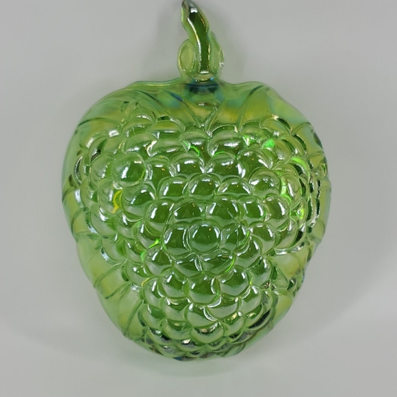 INDIANA CARNIVAL GLASS GREEN GRAPE SERVING BOWL - Picture 7 of 11